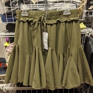 olive green ruffle Skorts